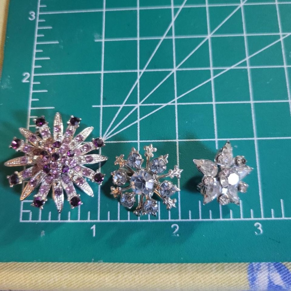 Vintage Rhinestone Brooch Set OS Multi Excellent - Picture 3 of 6